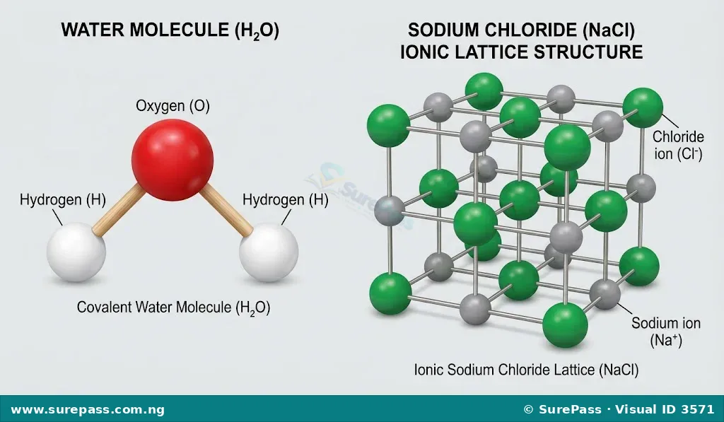 Coloured plastic balls and sticks arranged to represent molecular and ionic structures.