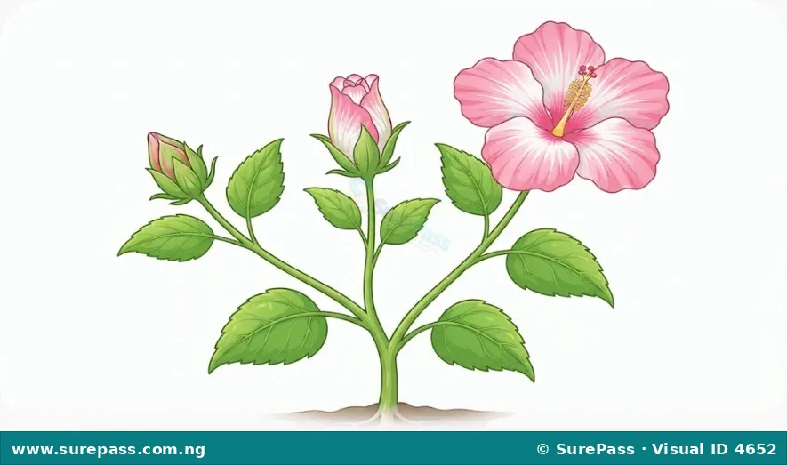 A plant with a flower bud opening into a full flower.