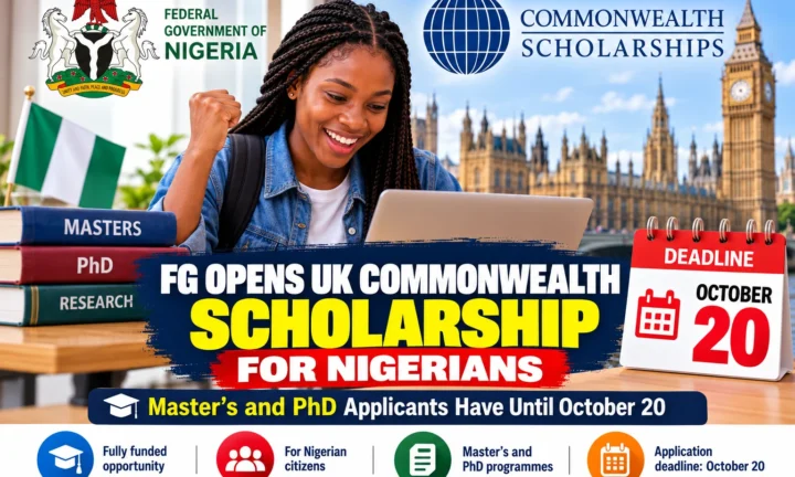 FG Opens UK Commonwealth Scholarship for Nigerians — Master’s and PhD Applicants Have Until October 20
