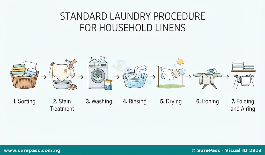 Flowchart showing the steps of the standard laundry procedure.