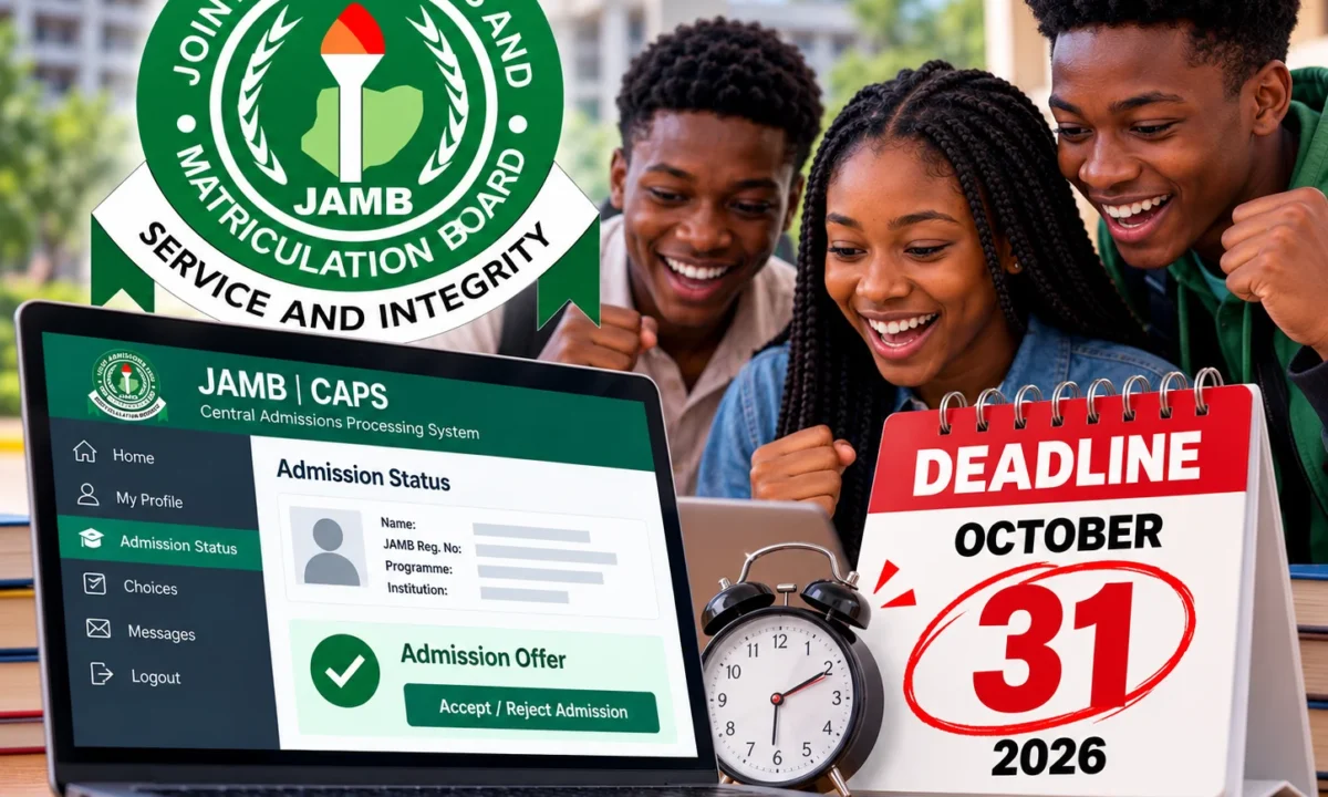 JAMB CAPS Is Back — October 31 Deadline Puts 2026 University Admission Race on the Clock