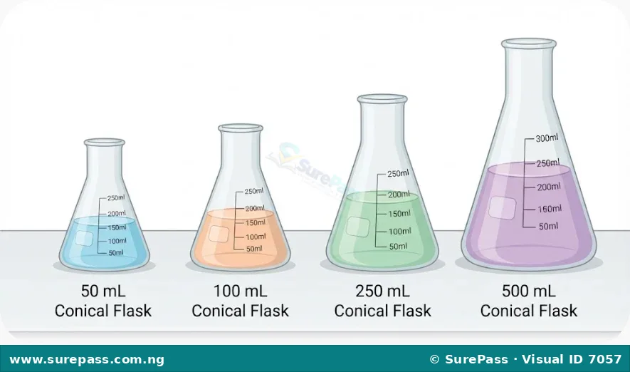 Conical flasks.