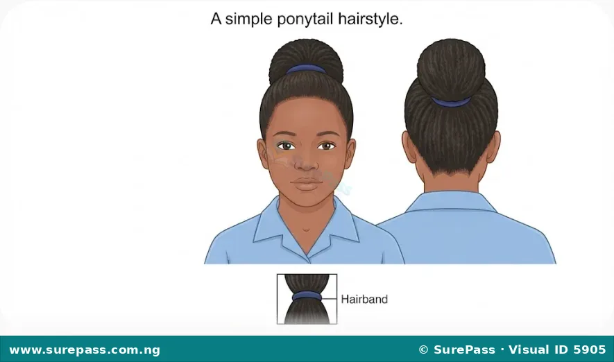 A girl with a high ponytail, showing all her hair gathered neatly at the back of her head.