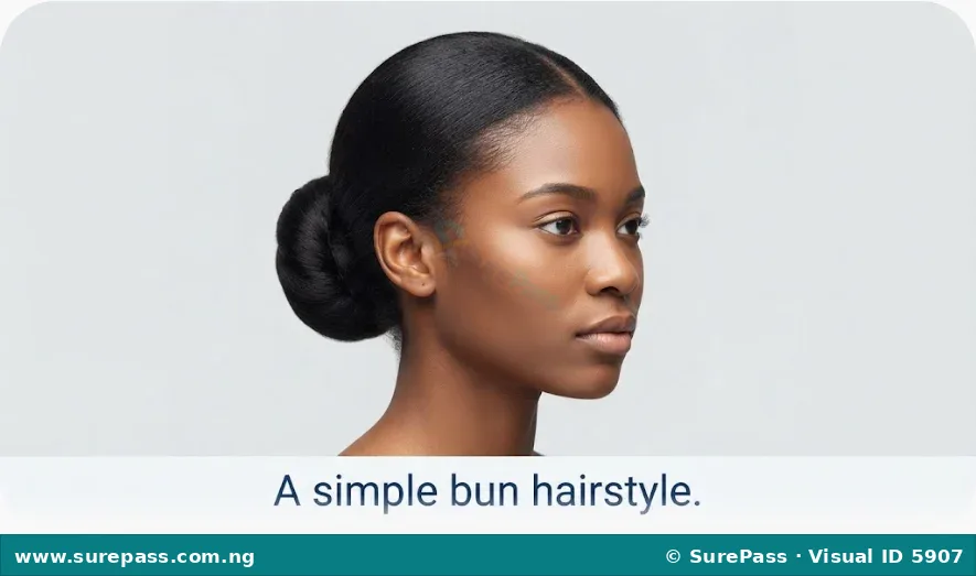 A woman with a neat bun styled low at the back of her head.