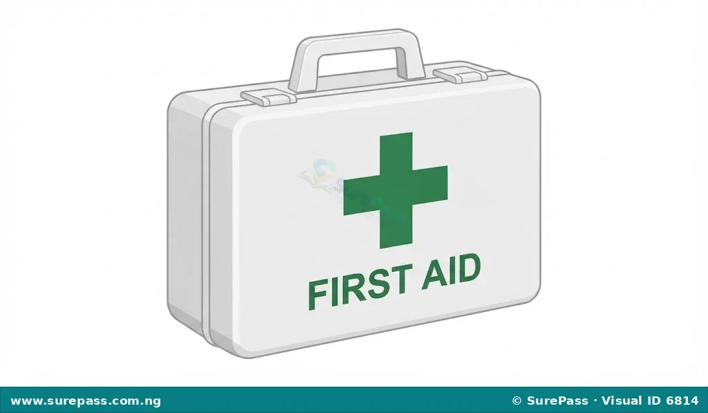 A white first aid box with a green cross symbol.