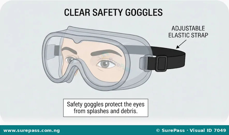 A pair of clear safety goggles.
