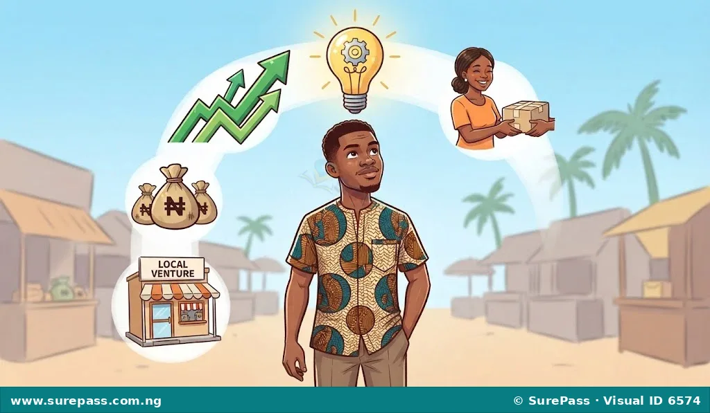 Illustration of a person with a lightbulb idea, representing entrepreneurship and business growth.