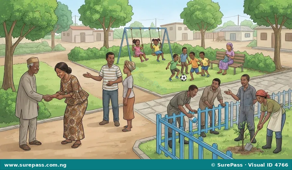 A harmonious community benefiting from good cultural values.
