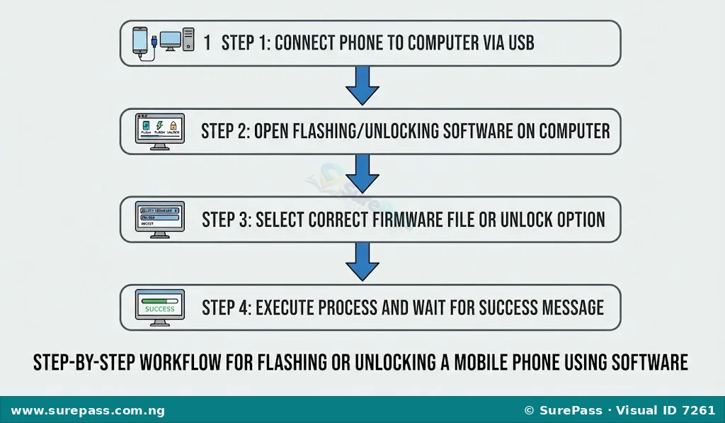Flowchart of the mobile phone software flashing process.