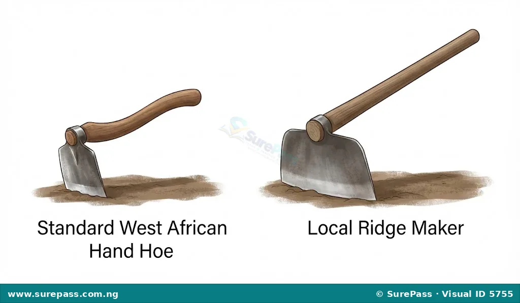 A hand hoe and a local ridge maker.