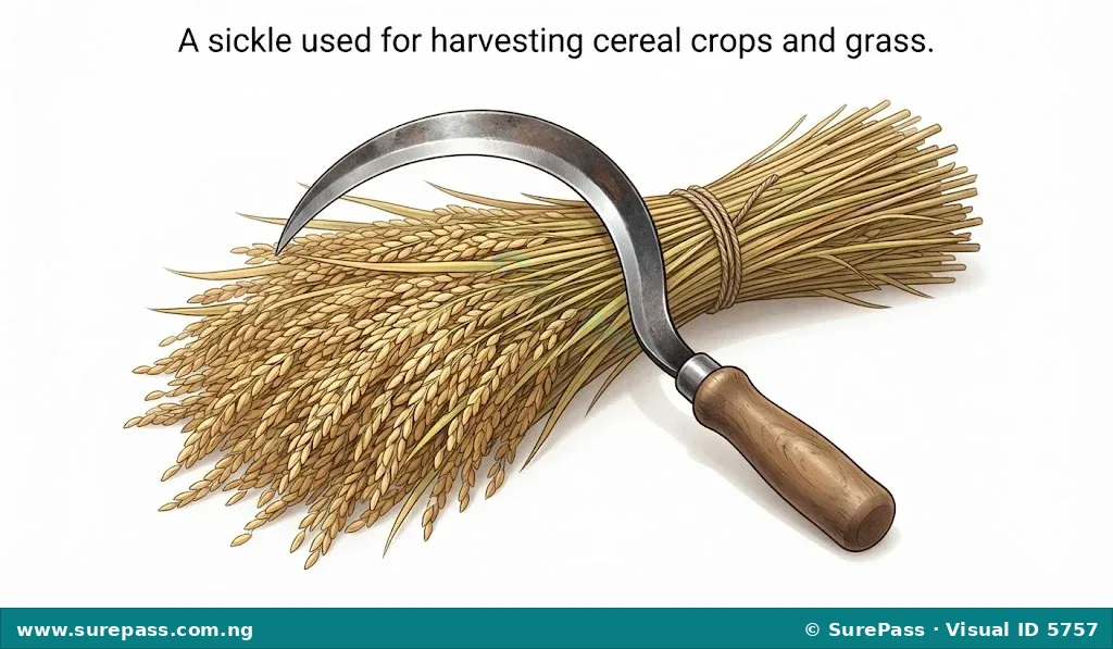A curved sickle used for harvesting.