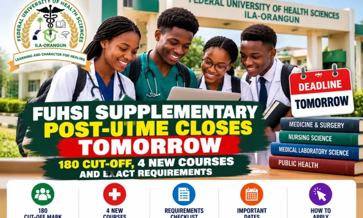 FUHSI Supplementary Post-UTME Closes Tomorrow — 180 Cut-Off, 4 New Courses and Exact Requirements
