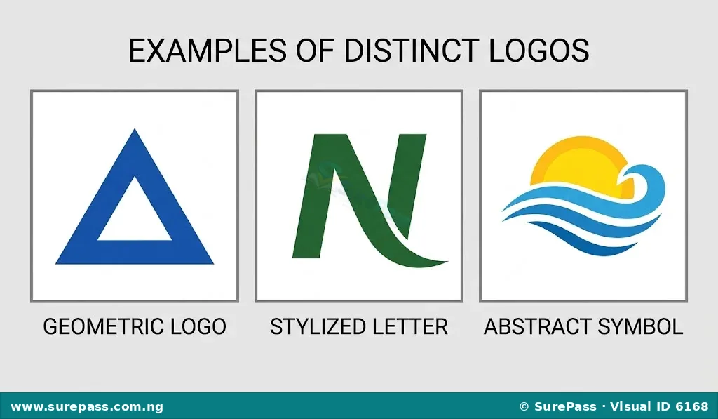 Three distinct logos, including a geometric shape, a stylized letter, and an abstract symbol.