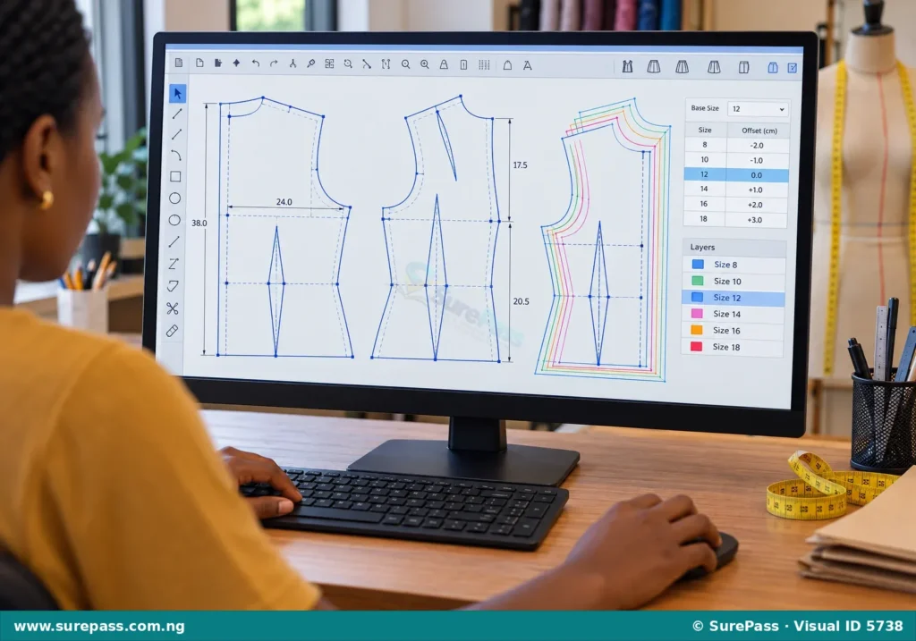 Computer screen showing digital pattern design software.