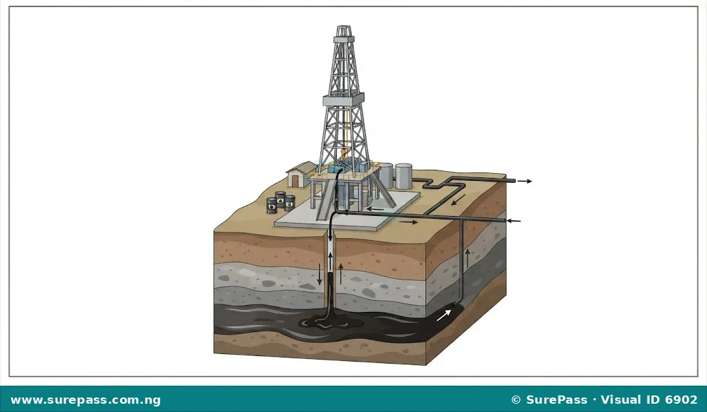 An oil rig extracting crude oil from the earth.