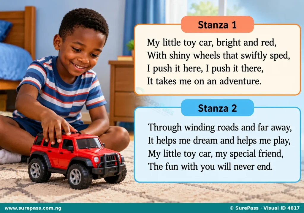 A short poem with two stanzas, each labelled as a stanza.