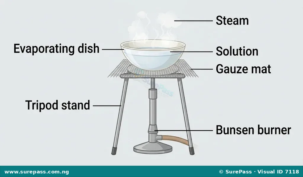 Diagram of a laboratory evaporation setup with labels.