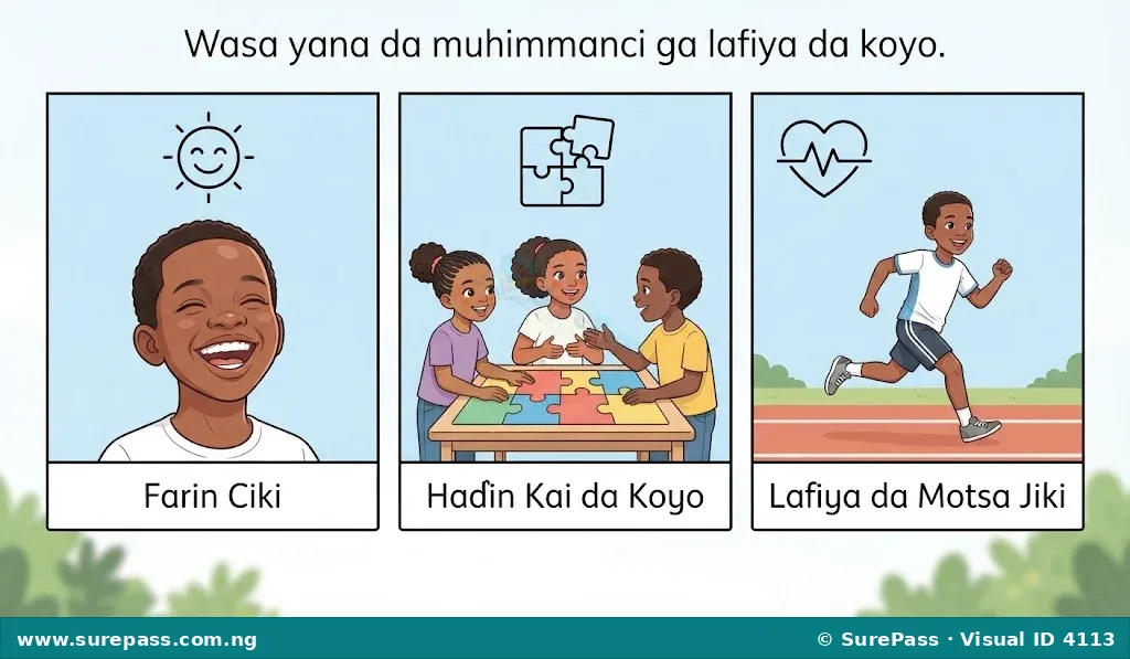 A visual representation of the importance of games, showing a happy child, children cooperating, and a child exercising.